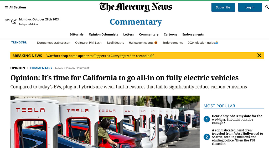 oped from Mercury news on all in on electric vehicles (not plug in hybrids)
10/15/24