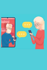 A cartoon (originally from Shutterstock) of two older people getting a message on their phone.