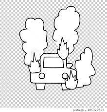 This is clipart- all white background- ofa car with smoke billowing from it.