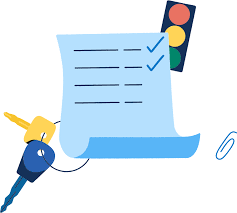 a sketch of a checklist and car keys- indicating you have to pass a test before you can drive.Driver's education is like digital literacy;.