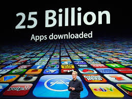 The text says 25 billion apps have been dlownloaded. From Business Insider. No date.