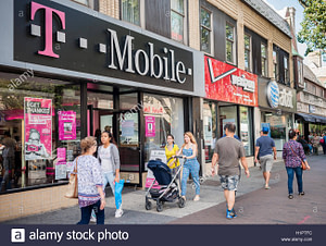 Stock Alamy photo of TMobile, Verizon and AT&T stores in Jackson Heights, Queens, NY in Sept. 2016