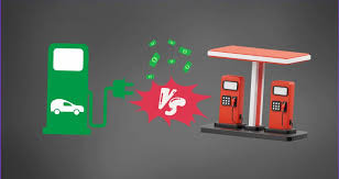 a sketch of gas pump and electric vehicle pump
