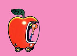 Lowly Worm in an Apple Car of old. Will the future bring a phone morphing into a car?